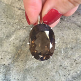 Smoky Topaz Pendant - Large Smoky Topaz Necklace - Natural Smoky Topaz Pendant