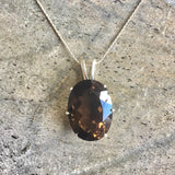 Smoky Topaz Pendant - Large Smoky Topaz Necklace - Natural Smoky Topaz Pendant