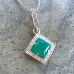 Emerald Pendant, Created Emerald, Green Emerald Pendant, Vintage Pendant, Vintage Emerald, CZ Diamonds Pendant, Silver Pendant, Solid Silver