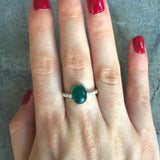 Emerald Bubble Band - Solitaire Emerald Ring, Green Vintage Ring