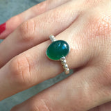 Emerald Bubble Band - Solitaire Emerald Ring, Green Vintage Ring