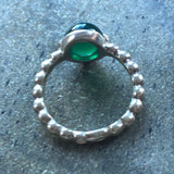 Emerald Bubble Band - Solitaire Emerald Ring, Green Vintage Ring