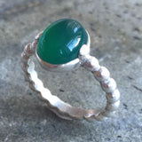 Emerald Bubble Band - Solitaire Emerald Ring, Green Vintage Ring