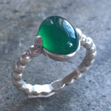 Emerald Bubble Band - Solitaire Emerald Ring, Green Vintage Ring