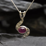 Natural Ruby Pendant - Classy Red Necklace - Horizontal Vintage Necklace