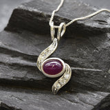 Natural Ruby Pendant - Classy Red Necklace - Horizontal Vintage Necklace