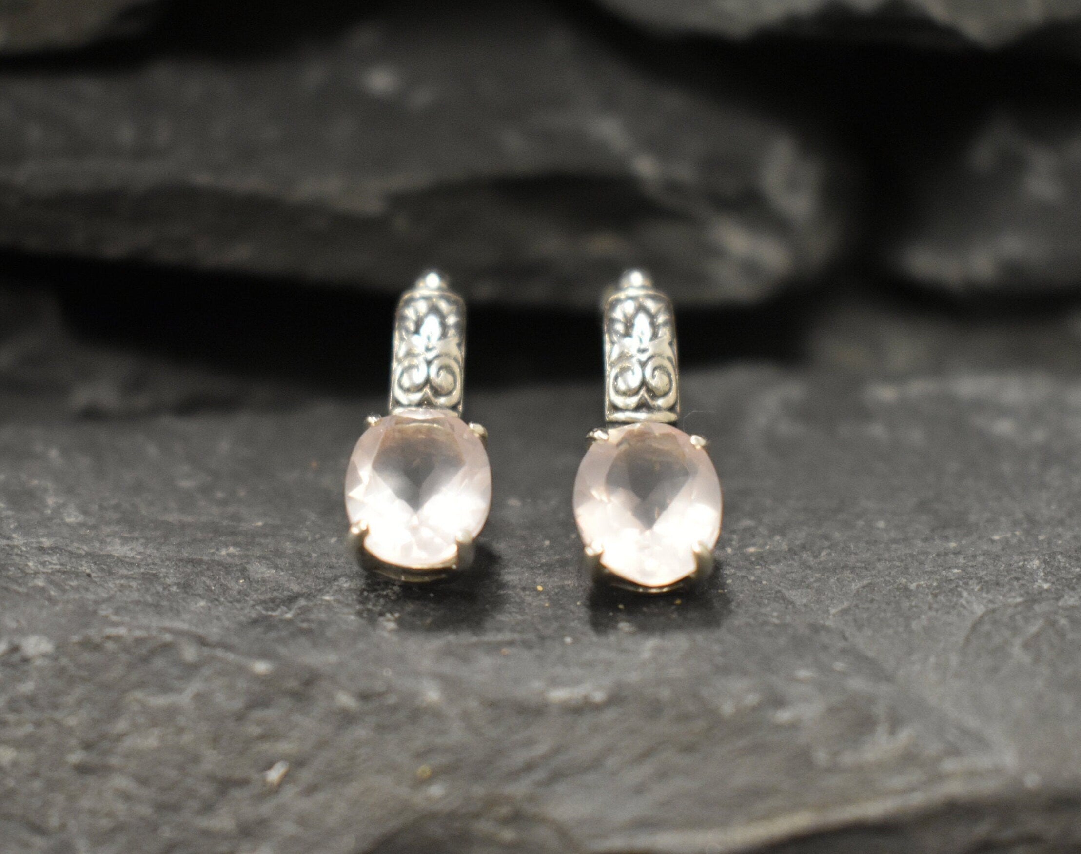 Rose Quartz Earrings, Natural Rose Quartz, January Birthstone, Bohemian Earrings, Smoky Pink Earrings, Long Earrings, 925 Silver Earrings