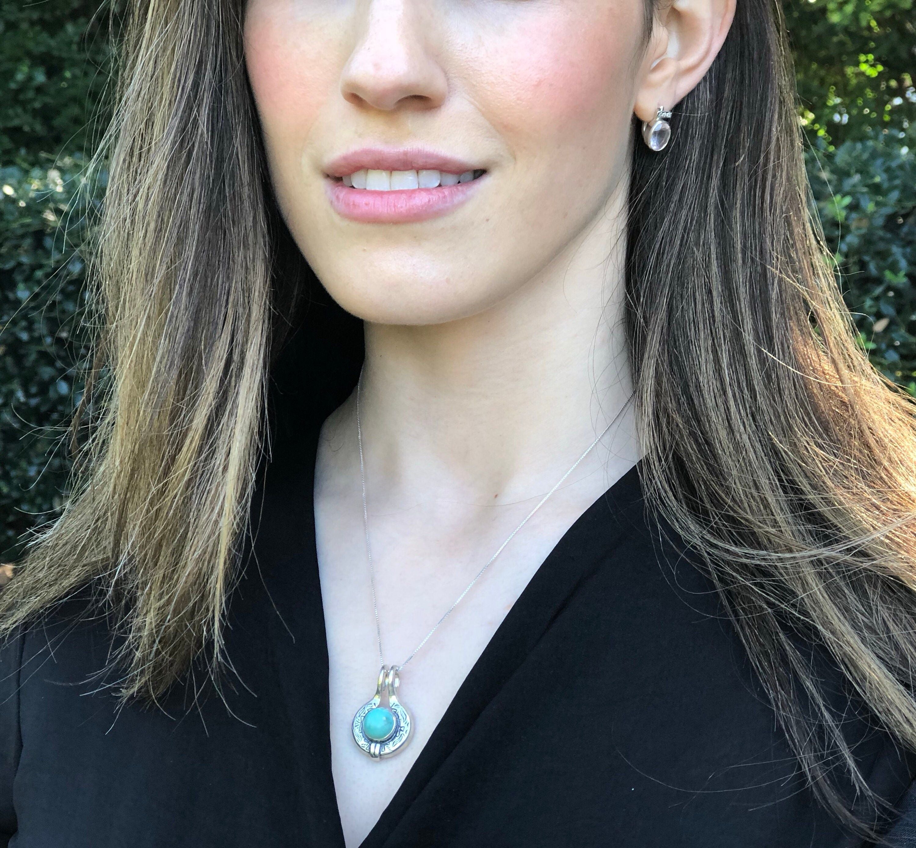 Turquoise Pendant, Natural Turquoise, Egyptian Pendant, Vintage Pendant, Blue Pendant, Arizona Turquoise, Silver Pendant, Turquoise
