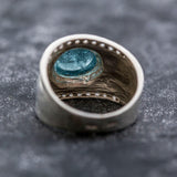 Blue Tourmaline Ring - Wide Dome Band - Tourmaline Statement Ring