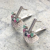 Emerald Drop Earrings - Egyptian Earrings - Vintage Ruby Earrings