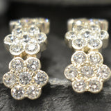 Flower Diamond Earrings - Sparkly Honeycomb Earrings - Long Vintage Earrings