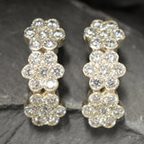 Flower Diamond Earrings - Sparkly Honeycomb Earrings - Long Vintage Earrings