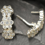 Flower Diamond Earrings - Sparkly Honeycomb Earrings - Long Vintage Earrings