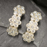 Flower Diamond Earrings - Sparkly Honeycomb Earrings - Long Vintage Earrings