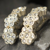 Flower Diamond Earrings - Sparkly Honeycomb Earrings - Long Vintage Earrings