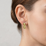 Peridot Baguette Gold Earrings, Peridot Long Earrings, Natural Peridot Earrings