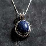 Real Sodalite Necklace - Blue Victorian Necklace - Large Vintage Pendant