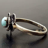 Rose Larimar Ring - Blue Flower Ring - Vintage Solitaire Ring