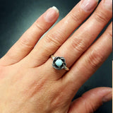 Rose Larimar Ring - Blue Flower Ring - Vintage Solitaire Ring