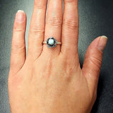 Rose Larimar Ring - Blue Flower Ring - Vintage Solitaire Ring