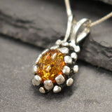 Amber Necklace - Natural Amber Necklace - Silver Vintage Pendant