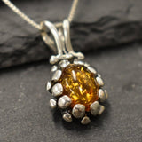 Amber Necklace - Natural Amber Necklace - Silver Vintage Pendant