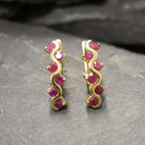 Gold Ruby Earrings - Natural Ruby Earrings, July Birthstone Earrings