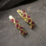 Gold Ruby Earrings - Natural Ruby Earrings, July Birthstone Earrings