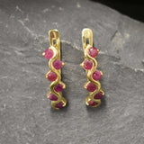 Gold Ruby Earrings - Natural Ruby Earrings, July Birthstone Earrings