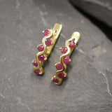 Gold Ruby Earrings - Natural Ruby Earrings, July Birthstone Earrings