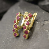 Gold Ruby Earrings - Natural Ruby Earrings, July Birthstone Earrings