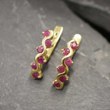 Gold Ruby Earrings - Natural Ruby Earrings, July Birthstone Earrings