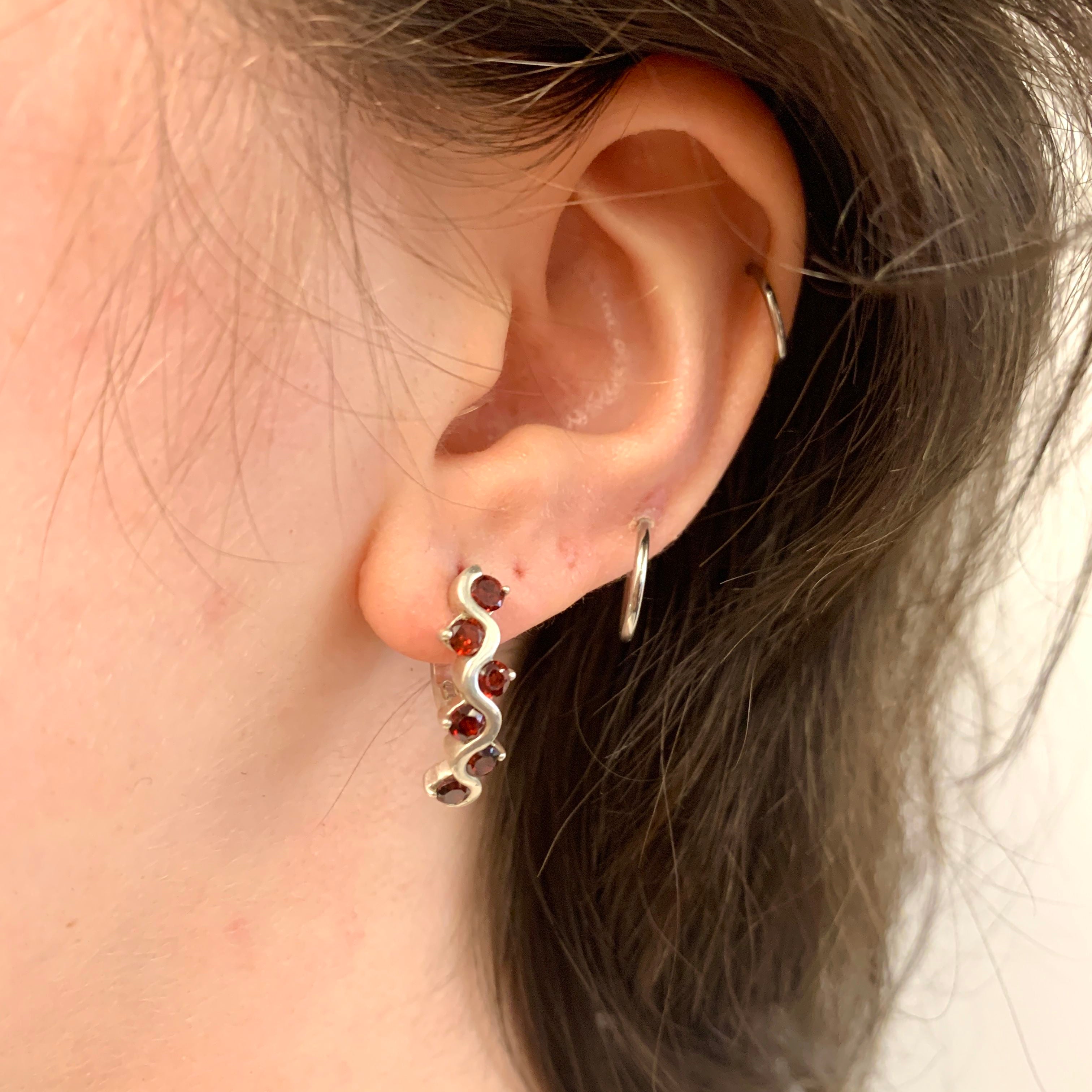 Elegant 18k Gold Vermeil Natural Ruby Earrings, Channel-Set July Birthstone, perfect for special occasions and daily wear.