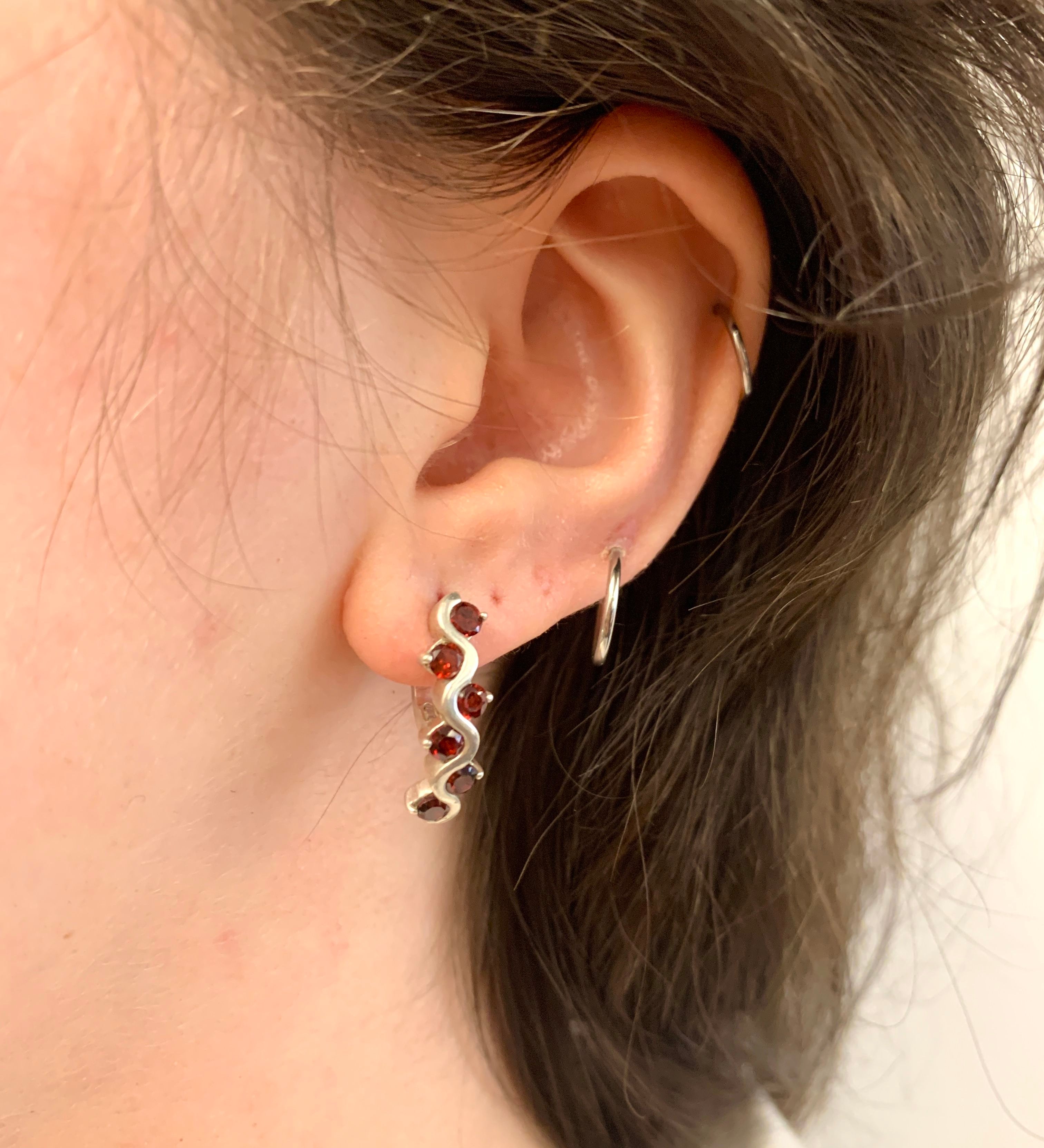 Elegant 18k Gold Vermeil Natural Ruby Earrings, Channel-Set July Birthstone, perfect for special occasions and daily wear.