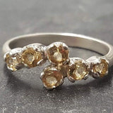 Citrine Ring - Yellow Bypass Ring - Vintage Half Eternity Band