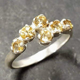 Citrine Ring - Yellow Bypass Ring - Vintage Half Eternity Band