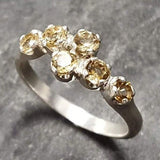 Citrine Ring - Yellow Bypass Ring - Vintage Half Eternity Band