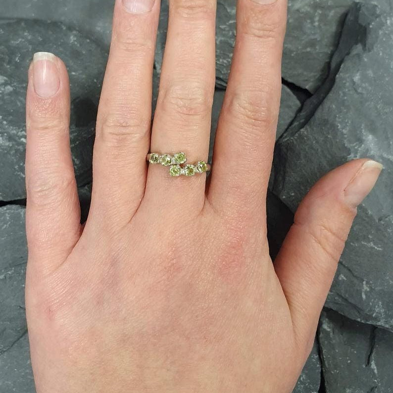 Citrine Band, Natural Citrine, Stackable Ring, November Birthstone, Dainty Ring, Yellow Ring, Vintage Ring, Eternity Band, Solid Silver Ring(1)