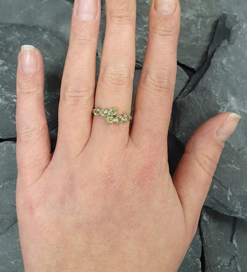 Citrine Band, Natural Citrine, Stackable Ring, November Birthstone, Dainty Ring, Yellow Ring, Vintage Ring, Eternity Band, Solid Silver Ring(1)