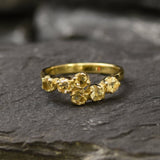 Citrine Ring - Yellow Bypass Ring - Vintage Half Eternity Band