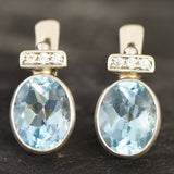 Blue Topaz Earrings - Vintage Oval Earrings - Sky Blue Earrings