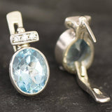 Blue Topaz Earrings - Vintage Oval Earrings - Sky Blue Earrings