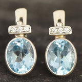 Blue Topaz Earrings - Vintage Oval Earrings - Sky Blue Earrings