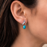 White Gold Turquoise Earrings - Sleeping Beauty Turquoise - Blue Drop Earrings
