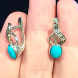 White Gold Turquoise Earrings - Sleeping Beauty Turquoise - Blue Drop Earrings