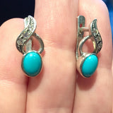 White Gold Turquoise Earrings - Sleeping Beauty Turquoise - Blue Drop Earrings