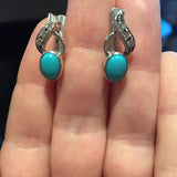 White Gold Turquoise Earrings - Sleeping Beauty Turquoise - Blue Drop Earrings