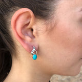 White Gold Turquoise Earrings - Sleeping Beauty Turquoise - Blue Drop Earrings