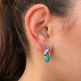 White Gold Turquoise Earrings - Sleeping Beauty Turquoise - Blue Drop Earrings