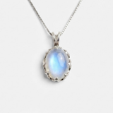 Large Moonstone Pendant - June Birthstone Necklace - Moonstone Oval Pendant